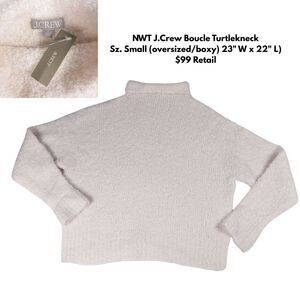 J Crew Turtleneck Sweater Boucle Yarn Wool Ivory Soft Cozy Women’s Small NWT